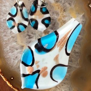 Glass Bead Necklace and Earring Set